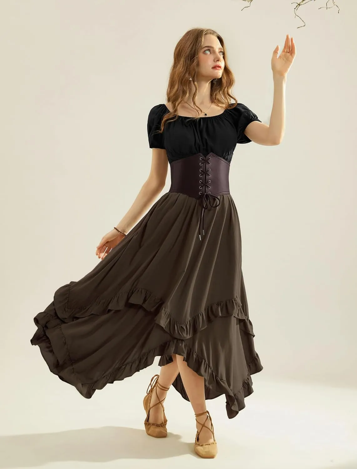 Scarlet Darkness Long Skirts for Women High Waist Renaissance Skirt Maxi Skirt with Pockets