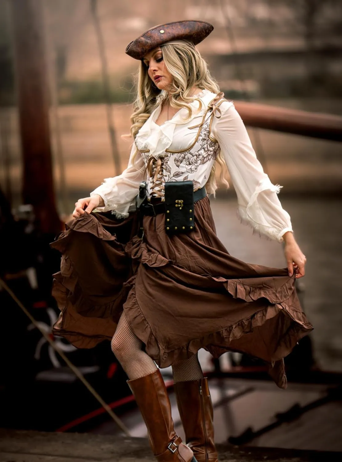 Scarlet Darkness Long Skirts for Women High Waist Renaissance Skirt Maxi Skirt with Pockets
