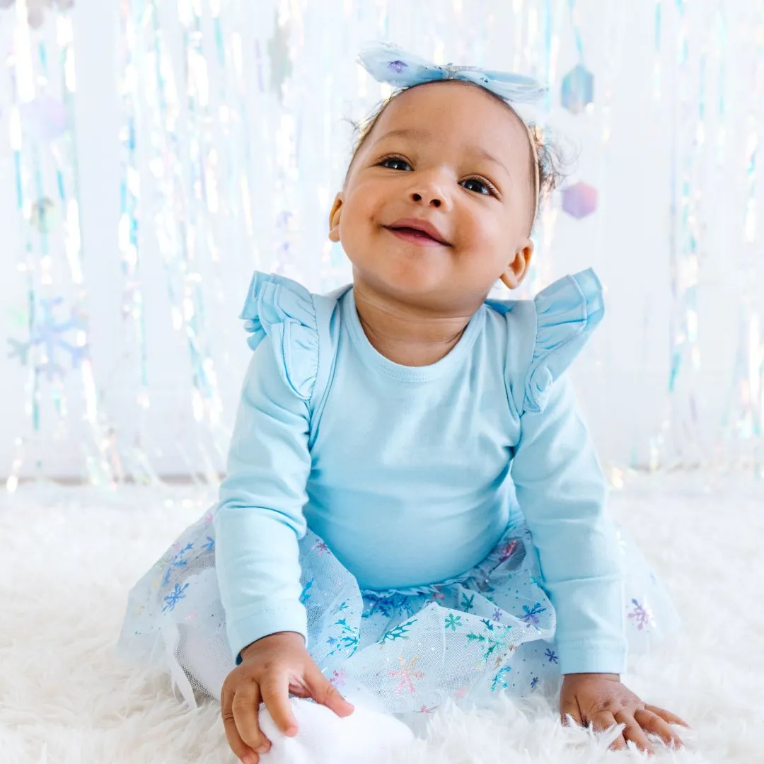 Snow Princess Iridescent Tulle Bow Baby Headband