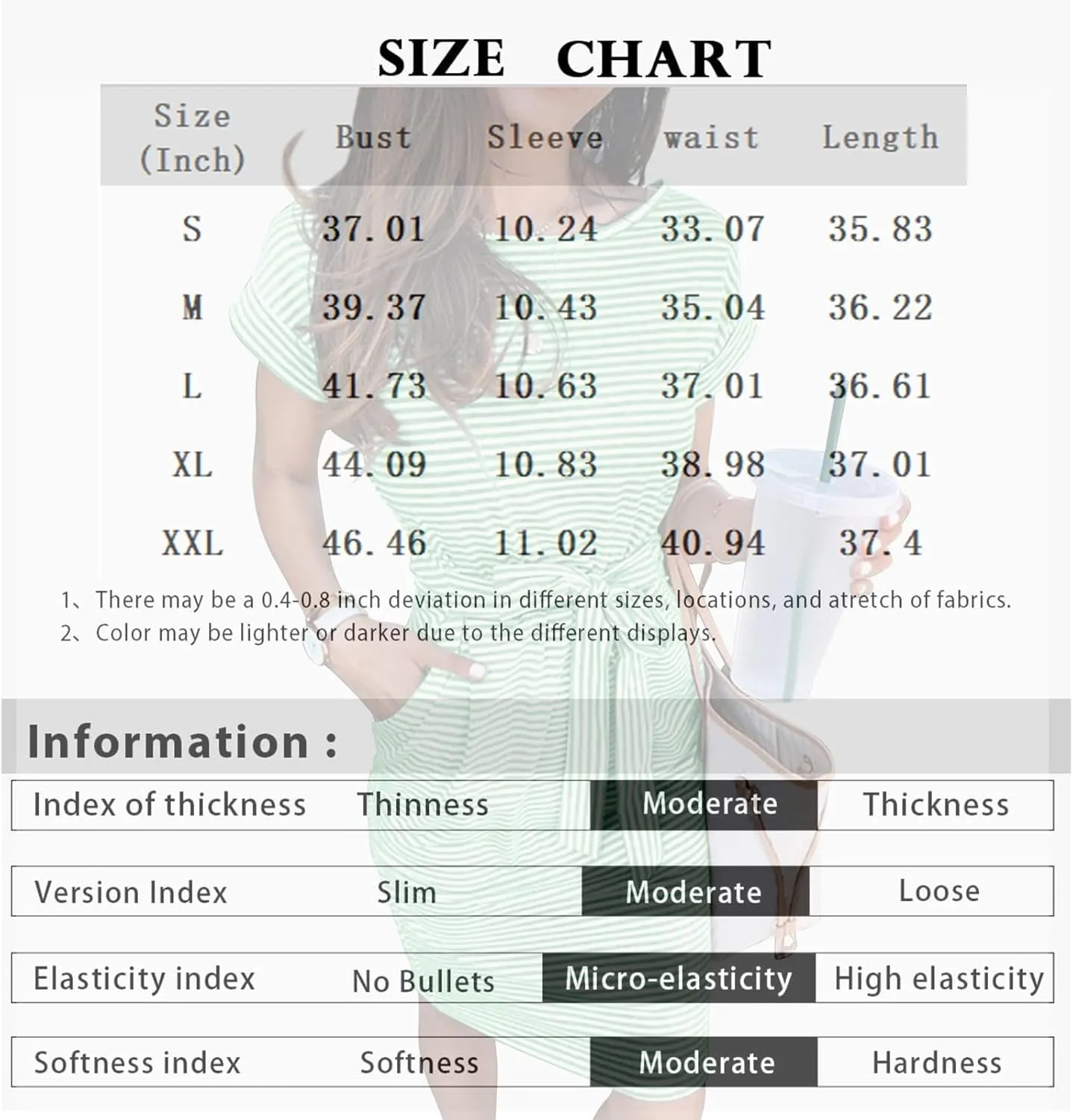Summer Dress for Women Casual Striped Short Sleeve Solid Color Chic Belted Drop Waist T Shirt Sundress with Pockets