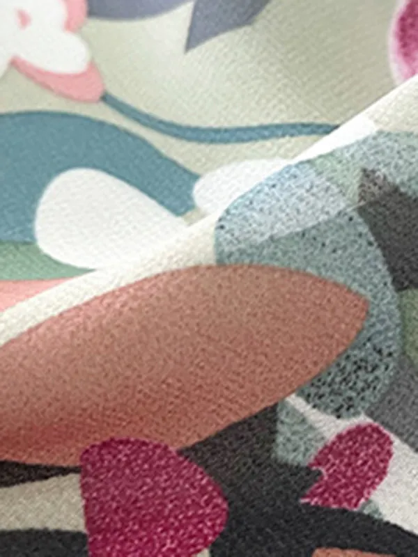 Summer Print Sleeveless Tunic Sundress with Frill Accents