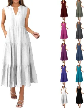 Sundresses for Women Casual Summer Ruffle Sleeve Sweetheart V-Neck Printing Dresses Boho Prom Maxi Short Sleeve Dress