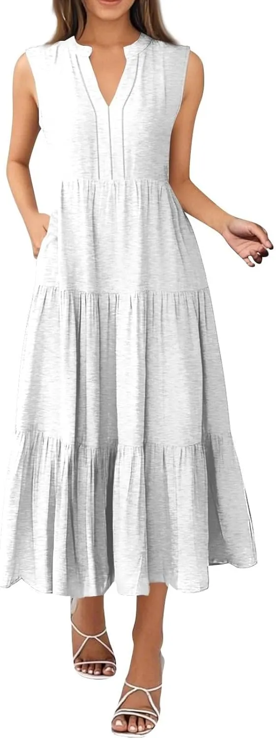 Sundresses for Women Casual Summer Ruffle Sleeve Sweetheart V-Neck Printing Dresses Boho Prom Maxi Short Sleeve Dress