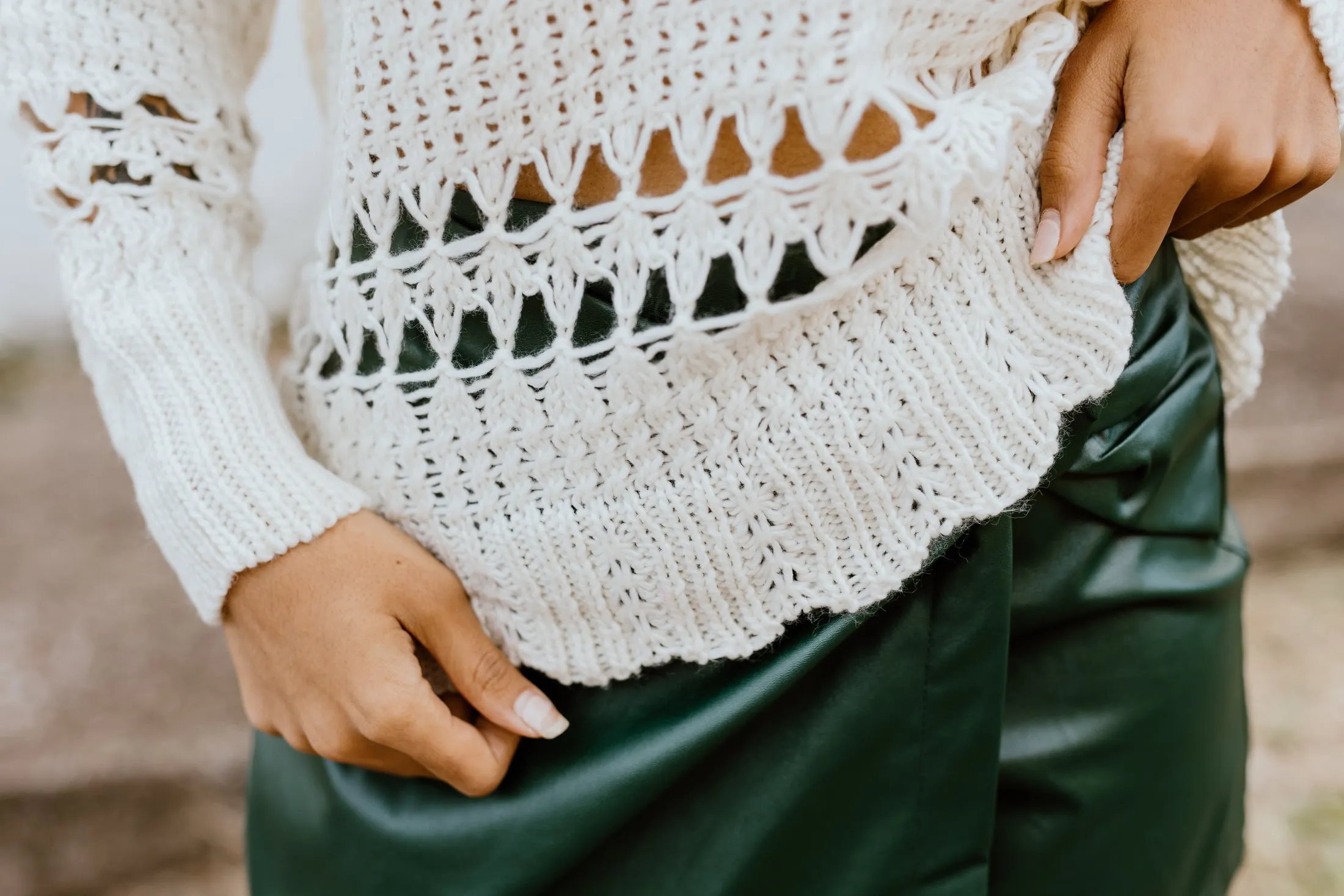Sweet Jane Crochet Sweater - Cream