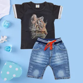 T-Shirt & Short - Lion - Black