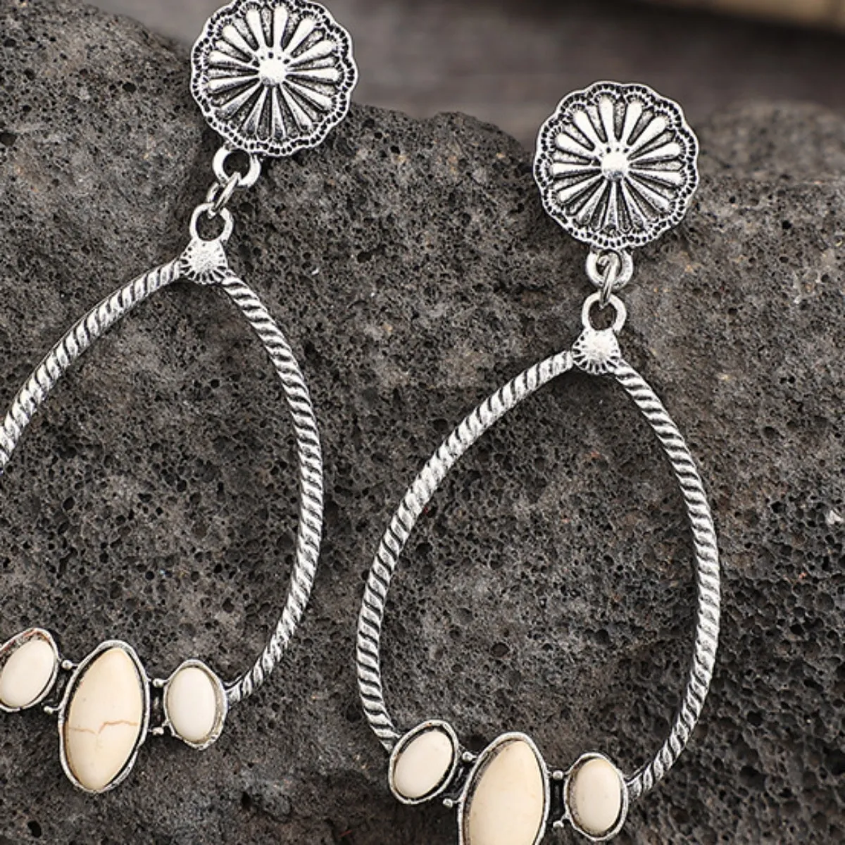 Turquoise Tears: Artificial Turquoise Teardrop Earrings - Bohemian Chic Elegance