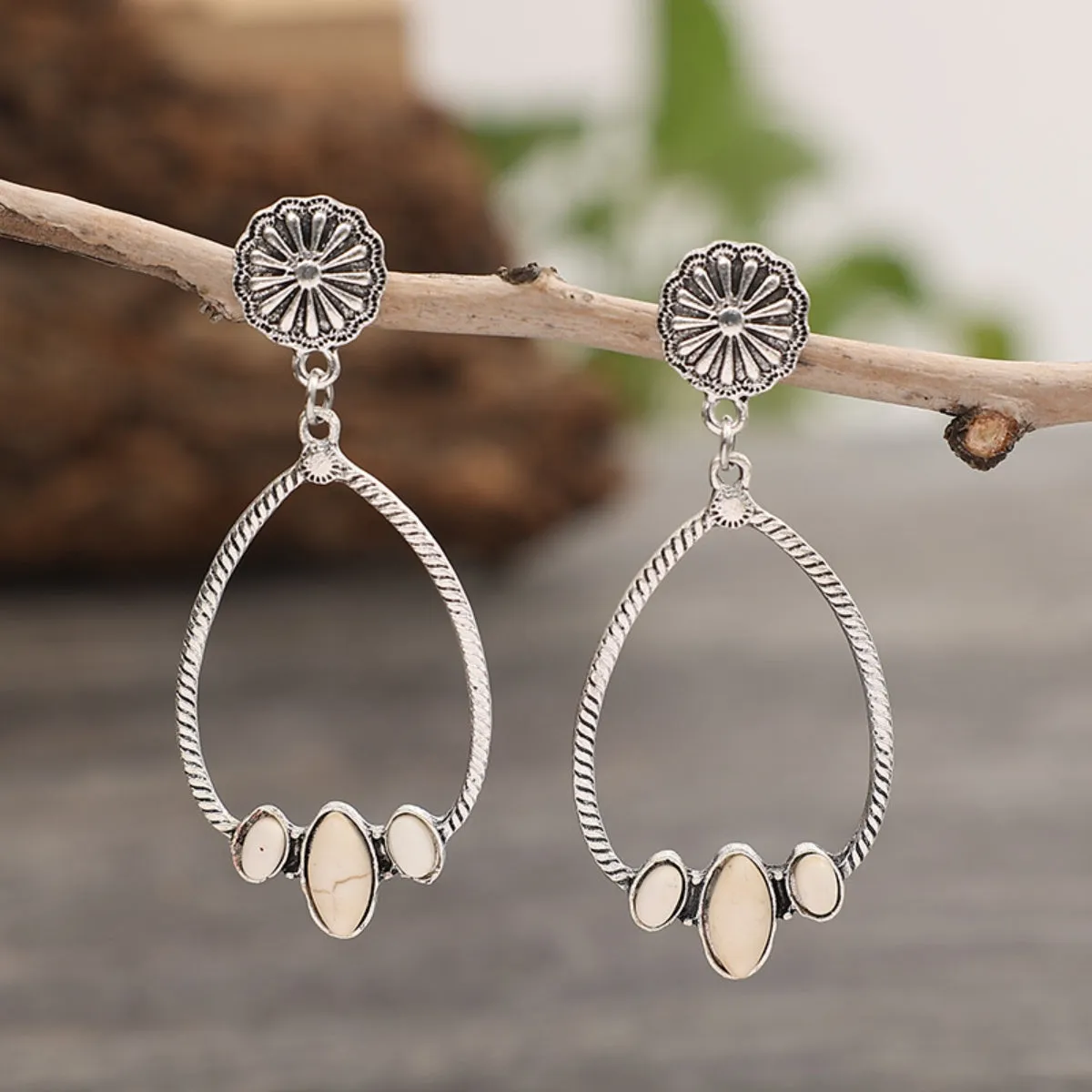 Turquoise Tears: Artificial Turquoise Teardrop Earrings - Bohemian Chic Elegance