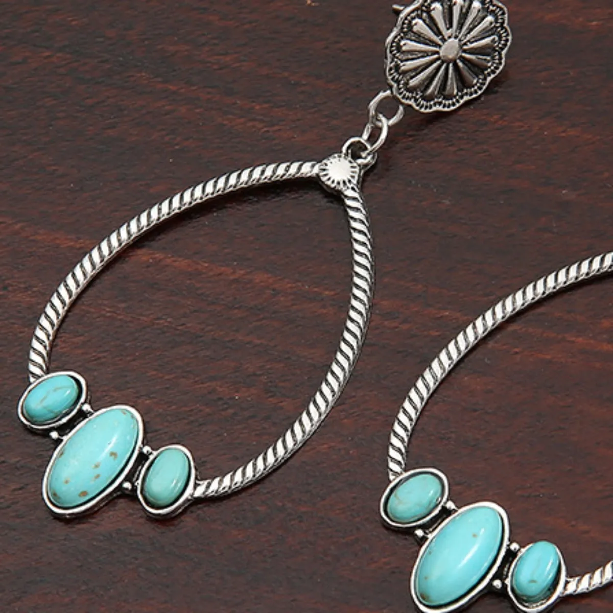 Turquoise Tears: Artificial Turquoise Teardrop Earrings - Bohemian Chic Elegance