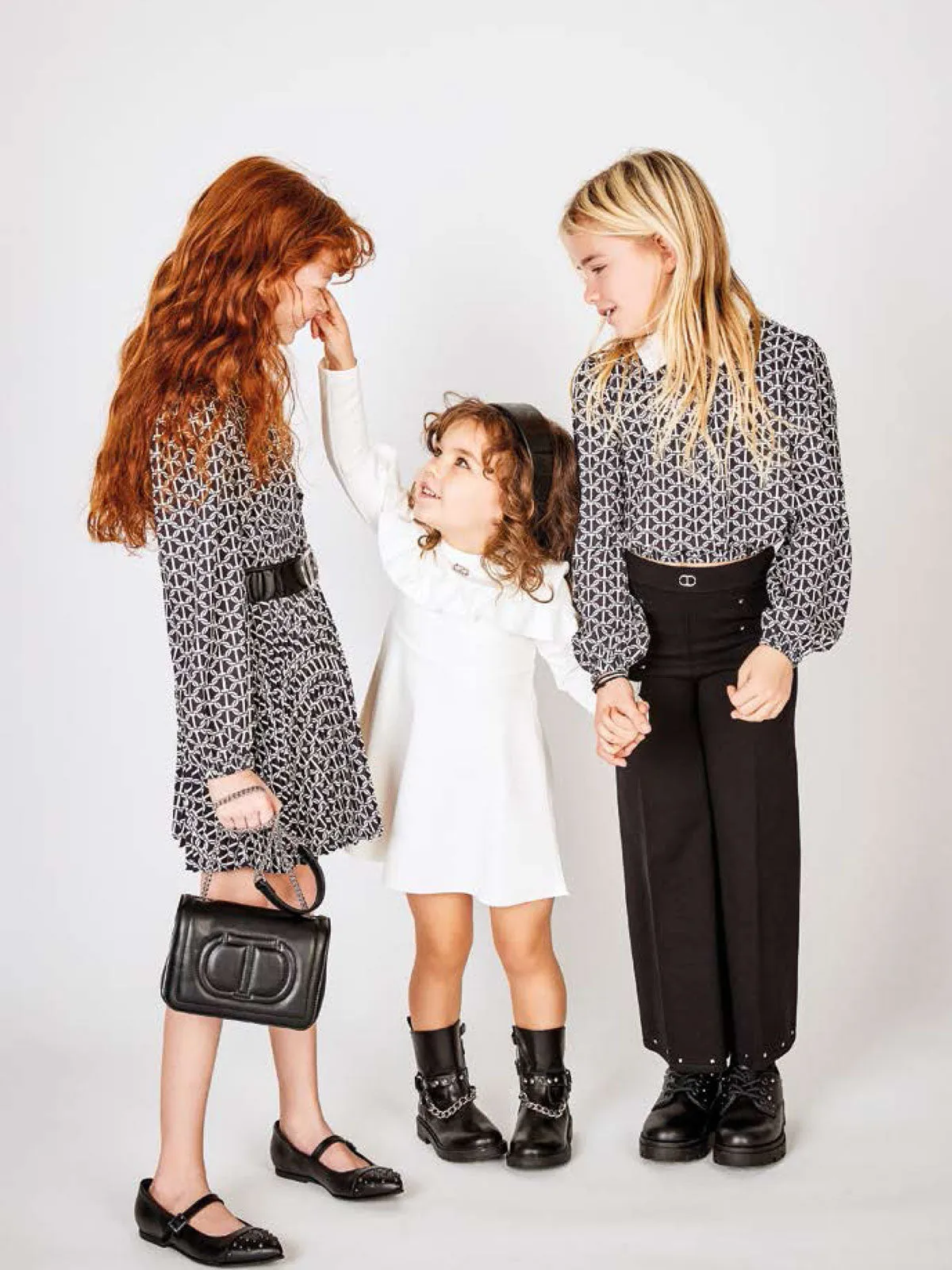 Twinset Girls’ black ribbed knit trousers