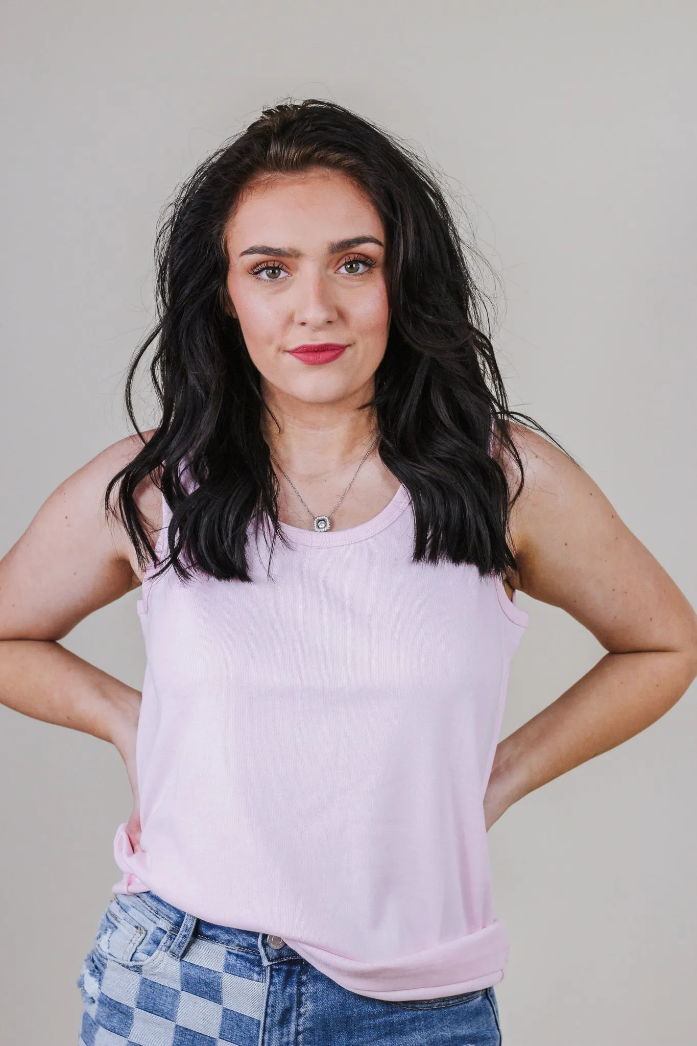 Wants And Needs Pink Ribbed Tank