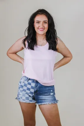 Wants And Needs Pink Ribbed Tank