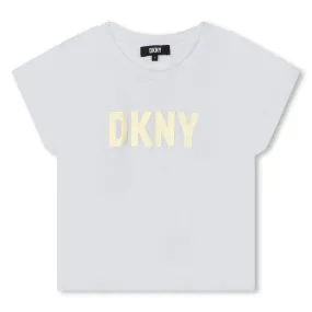 White Short Sleeve Gold Logo Tee