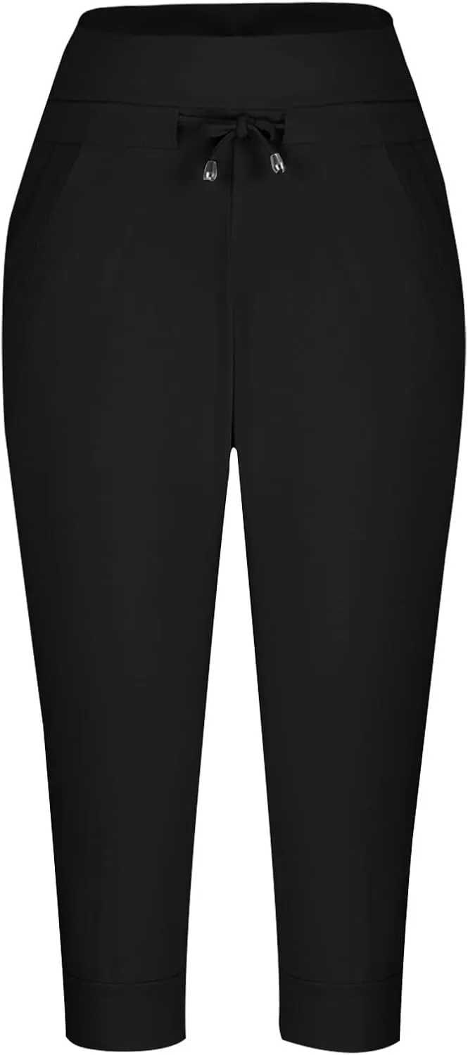 Womens Capris Joggers Pants Baggy Crop Sweatpants Lightweight Running Cropped Slacks Athletic Sports Soft Loun