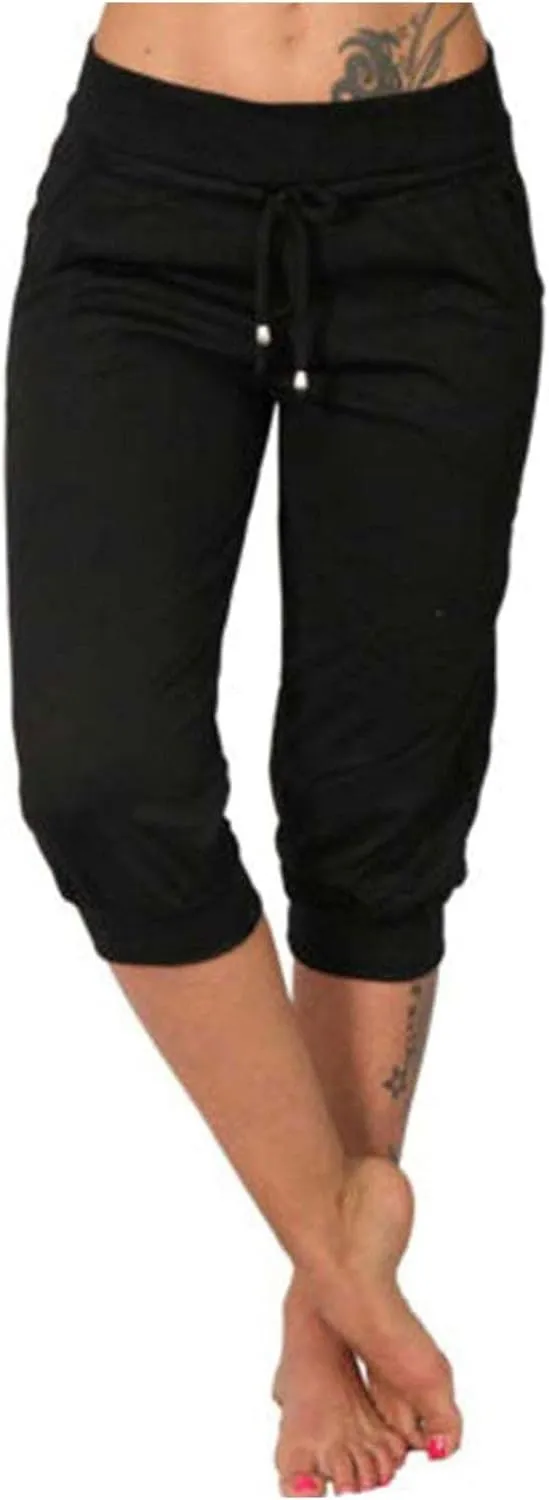 Womens Capris Joggers Pants Baggy Crop Sweatpants Lightweight Running Cropped Slacks Athletic Sports Soft Loun