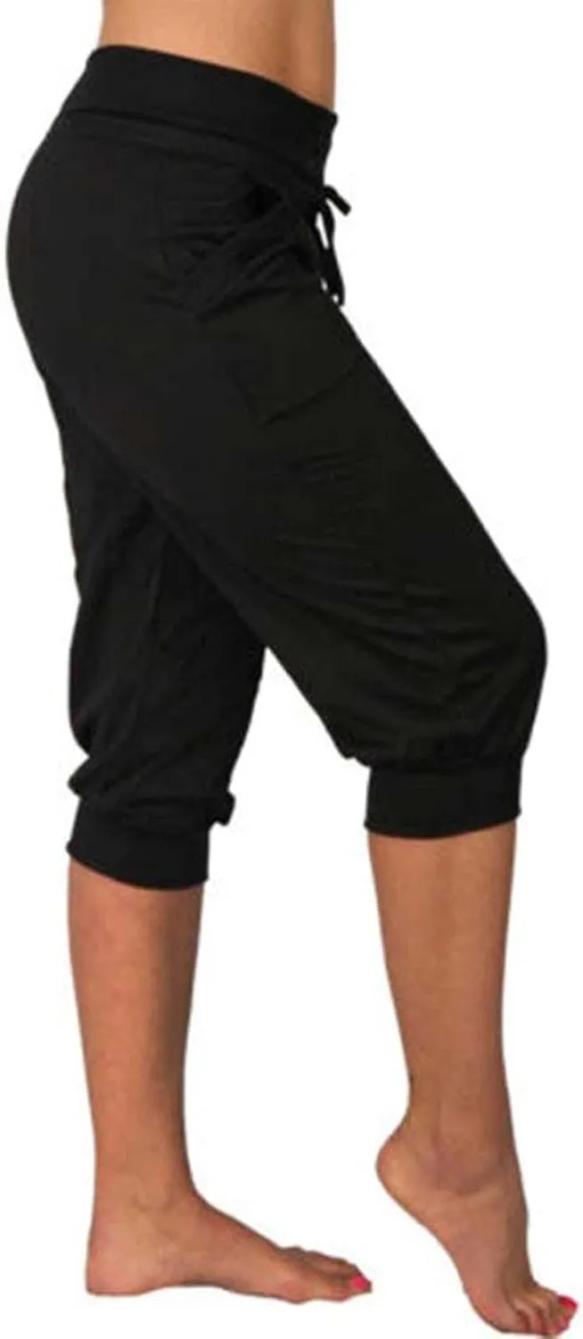 Womens Capris Joggers Pants Baggy Crop Sweatpants Lightweight Running Cropped Slacks Athletic Sports Soft Loun