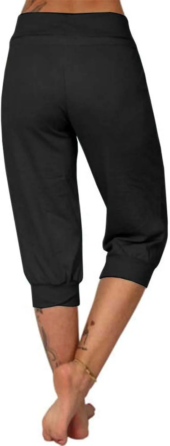 Womens Capris Joggers Pants Baggy Crop Sweatpants Lightweight Running Cropped Slacks Athletic Sports Soft Loun