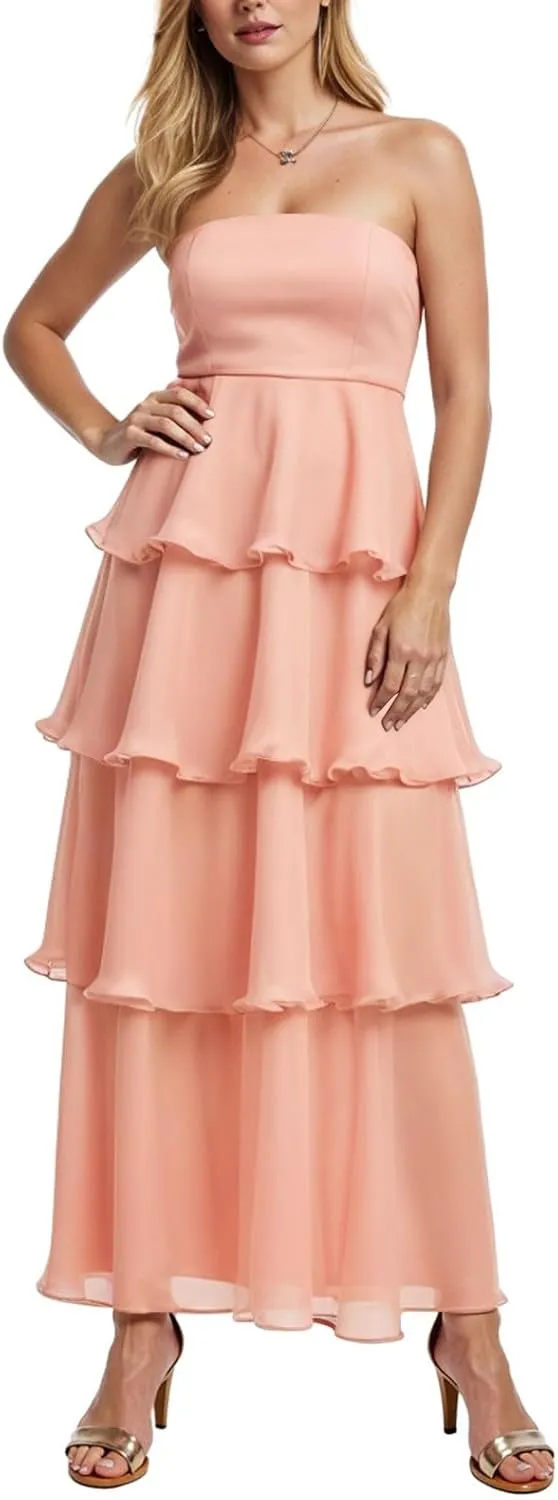 Women's Maxi Dress 2025 Summer Off Shoulder Smocked Tiered Ruffle Long Flowy Dresses Casual Beach Sundress