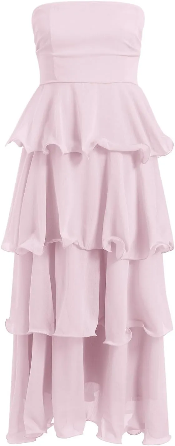 Women's Maxi Dress 2025 Summer Off Shoulder Smocked Tiered Ruffle Long Flowy Dresses Casual Beach Sundress