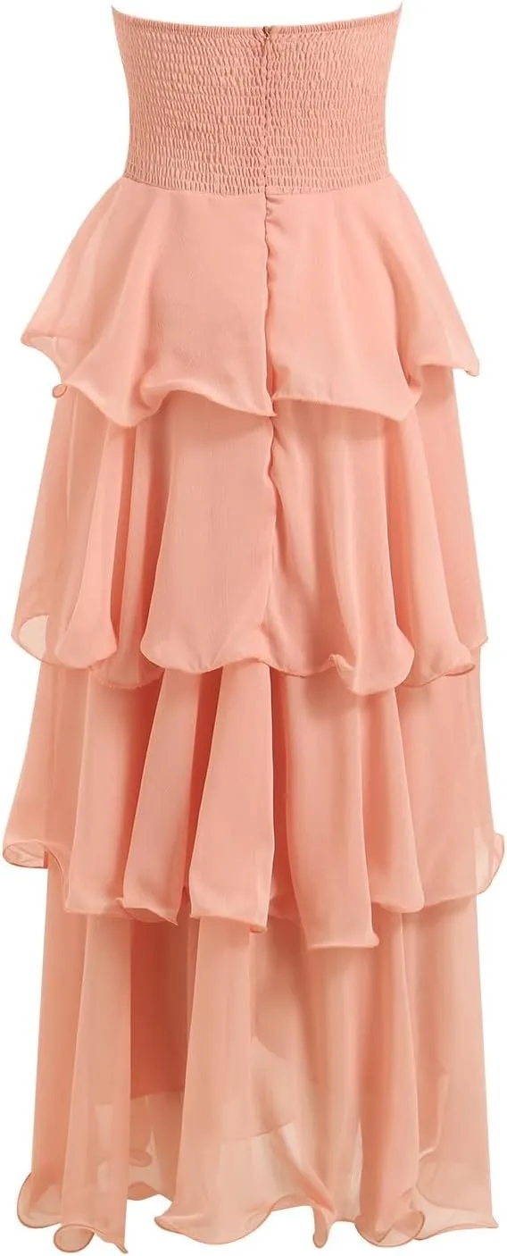 Women's Maxi Dress 2025 Summer Off Shoulder Smocked Tiered Ruffle Long Flowy Dresses Casual Beach Sundress