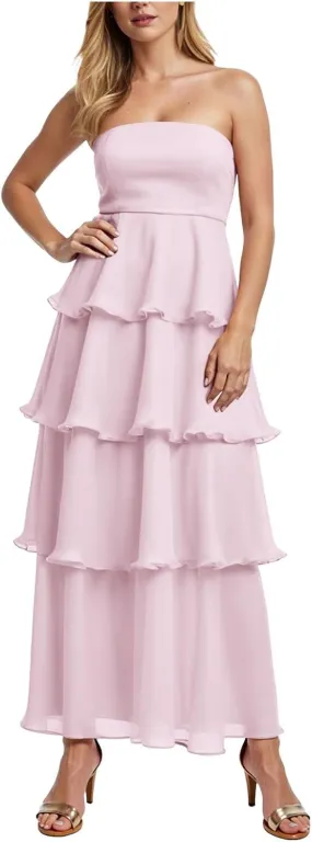 Women's Maxi Dress 2025 Summer Off Shoulder Smocked Tiered Ruffle Long Flowy Dresses Casual Beach Sundress