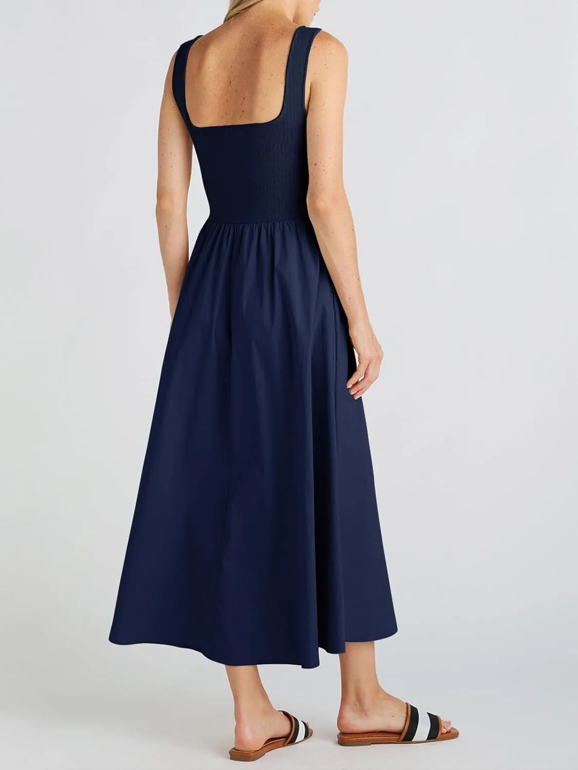 Women's Maxi Dress Summer Sleeveless Swing Sundress Casual Loose Tank Long Dresses with Pockets