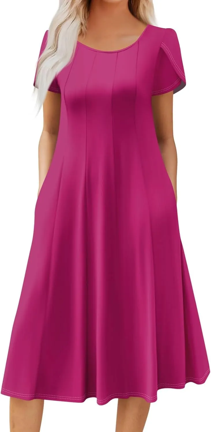 Women's Plus Size Maxi Dresses for Curvy Women Summer Short Sleeve Casual 2025 Long Dress XL-3XL