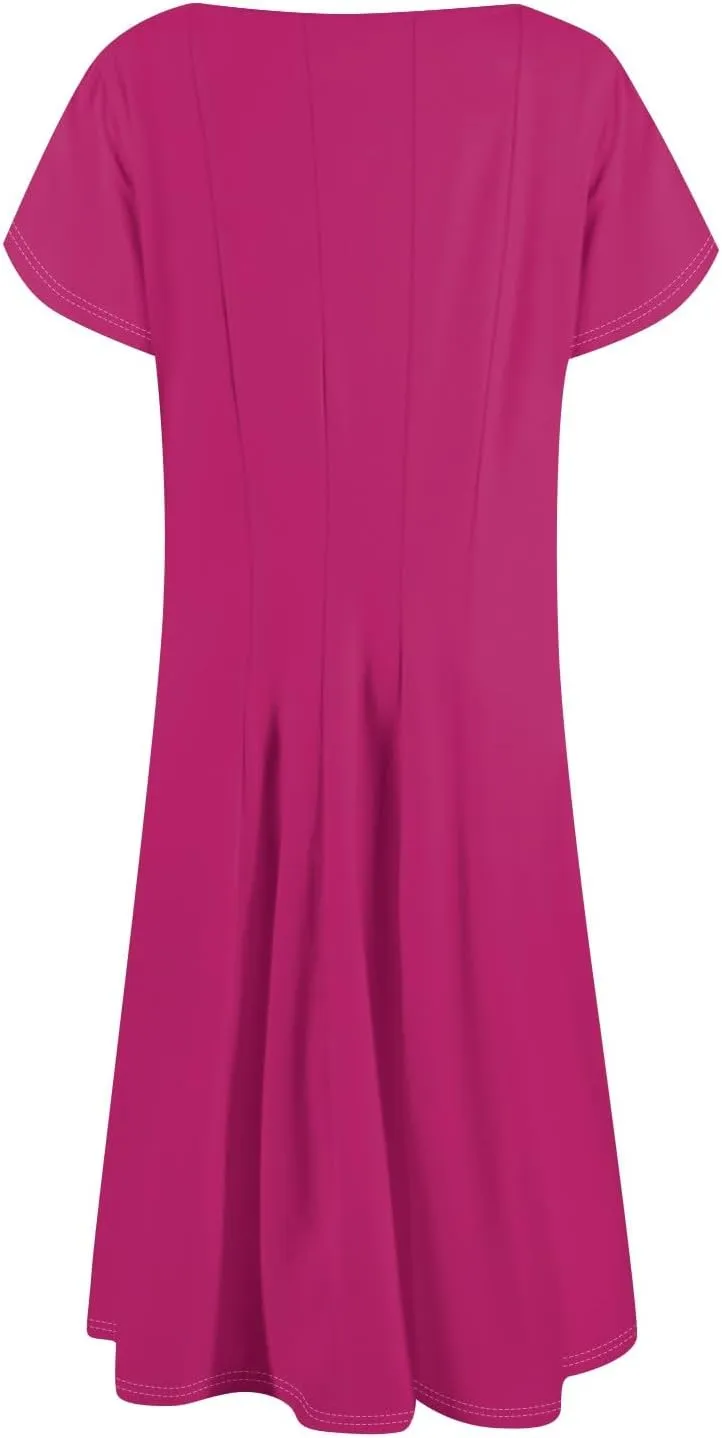 Women's Plus Size Maxi Dresses for Curvy Women Summer Short Sleeve Casual 2025 Long Dress XL-3XL