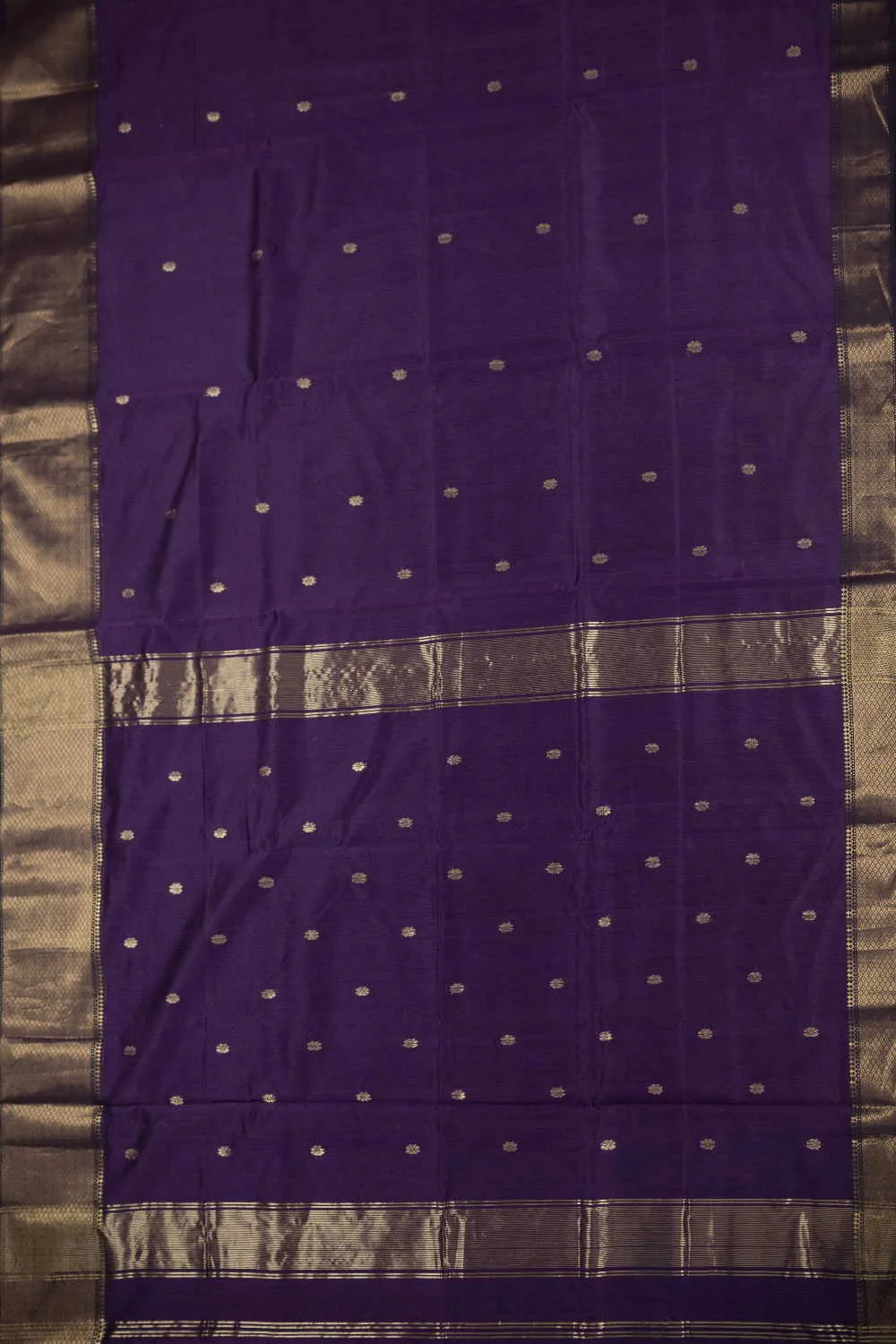 Zari Butta on Purple Maheshwari Silk Cotton saree