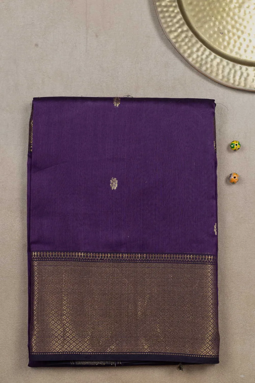 Zari Butta on Purple Maheshwari Silk Cotton saree